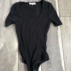 Madewell Black Ribbed Bodysuit Size XXS